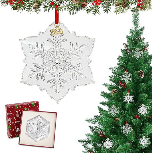 Crystal Snowflake Ornaments for Christmas Tree, 3.5" Clear Glass Snowflake Ornaments 2025, Crystal Christmas Snow Flake for Tree, Xmas Gift for Home Decoration