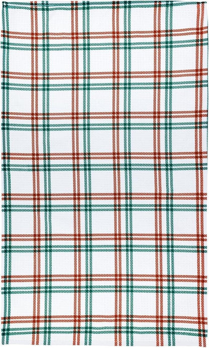 Modern Style Premium Kitchen Tea Towel Super Absorbent Fast Drying Microfiber Holly Jolly Plaid