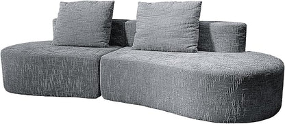 98" Curved Couch with Half Moon Design, Sofa Bed with 2 Throw Pillows & 4 Seaters for Living Room, Office & Apartment,No Assembly Needed(Dark Grey)