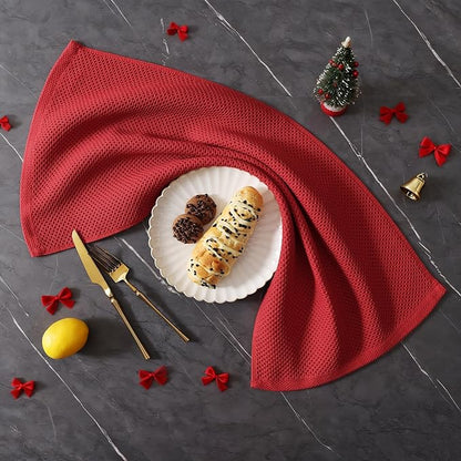 Homaxy 100% Cotton Kitchen Towels and Dishcloths Set, 12 x 12 Inches and 13 x 28 Inches, Set of 16 Bulk Kitchen Towels Set, Ultra Soft Absorbent Dish Cloths for Washing Dishes, Red