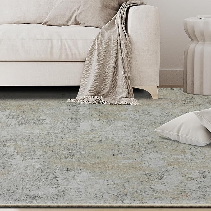 6x9 Area Rugs for Living Room Rug Washable: Abstract Rug for Dining Room Bedroom Carpet Non Slip 6 by 9 Indoor Modern Nursery Home Office Beige Grey