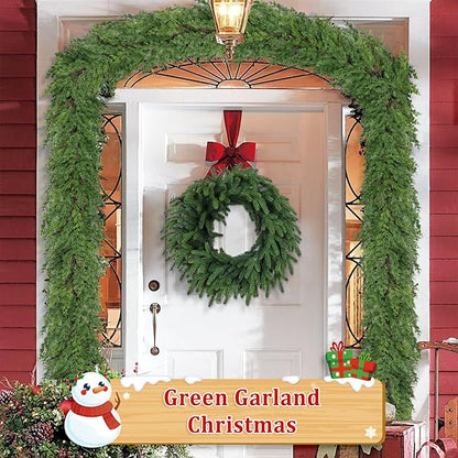9 Ft Real Touch Christmas Garlands,Thick and Lush，Bendable guirnaldas navideñas, Pine Cedar Garland Artificial Realistic, Christmas Garland for Mantle,Indoor Outdoor Christmas Decorations