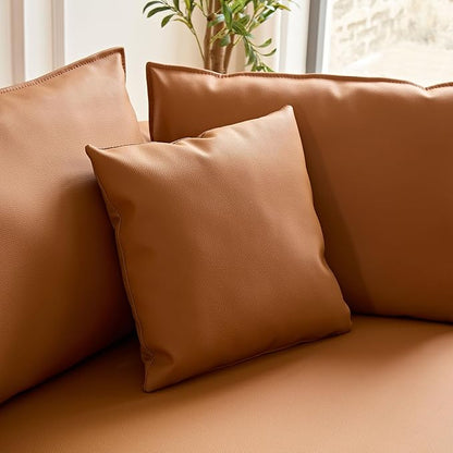 128.7'' Luxury Simple L Shape Curved Modular Sofa Modern Leather Sofa 5 Seater Fabric Eco Leather Sofa Full Grain Leather Sofas For Living Room Apartment Office (Leather+Right Facing, Orange)