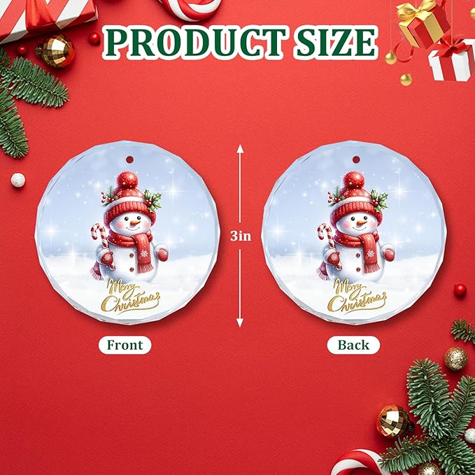 Snowman Ornaments, Christmas Ornaments, Crystal Glass Ornament Decoration for Christmas Tree, Xmas Holiday Decoration