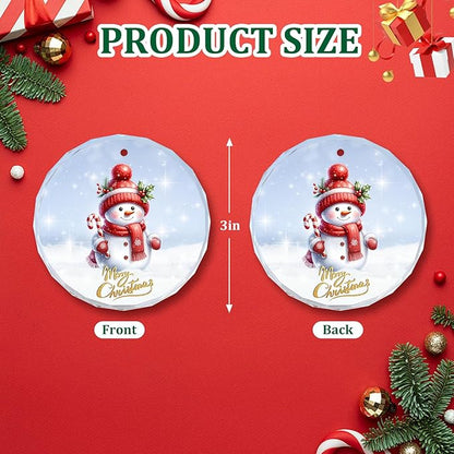 Snowman Ornaments, Christmas Ornaments, Crystal Glass Ornament Decoration for Christmas Tree, Xmas Holiday Decoration