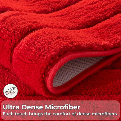 GRANNY SAYS Red Bathroom Rug, 20" x 32", Non-Slip, Absorbent, Washable, Microfiber Bath Mat for Tub, Shower Rugs