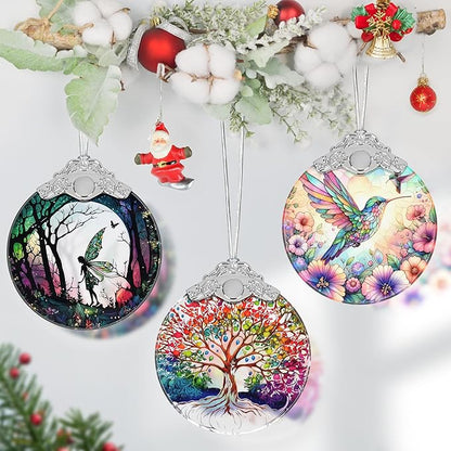 Tree of Life Stained Glass Ornament - Christmas Tree Decor, Ornaments for Christmas and Exchange