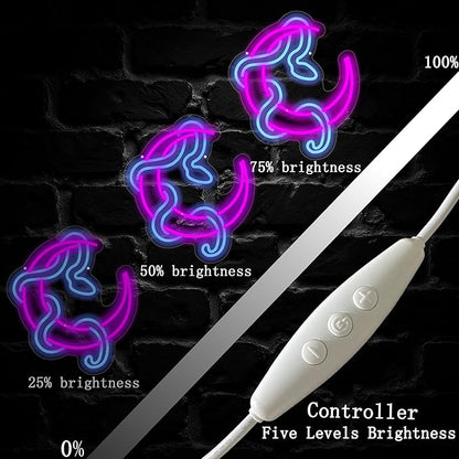 Snake on Moon Neon Sign, Animal Neon Sign, Neon sign Art Bedroom, Snake wall decor, Python Signs For Bedroom Beer Bar Neon Light Sign Hotel Party Club Office Art Lights for Kid Bedroom Man Cave Bar-Purple