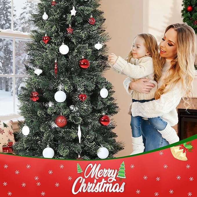 72 Pcs Shatterproof Christmas Balls Ornaments for Outdoor Use，Elegant Red and White Christmas Yard Decorations Outdoor with Hanging Loops，A Set of Christmas Tree Decoration for Home, Wedding, Party