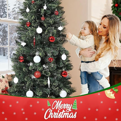 72 Pcs Shatterproof Christmas Balls Ornaments for Outdoor Use，Elegant Red and White Christmas Yard Decorations Outdoor with Hanging Loops，A Set of Christmas Tree Decoration for Home, Wedding, Party