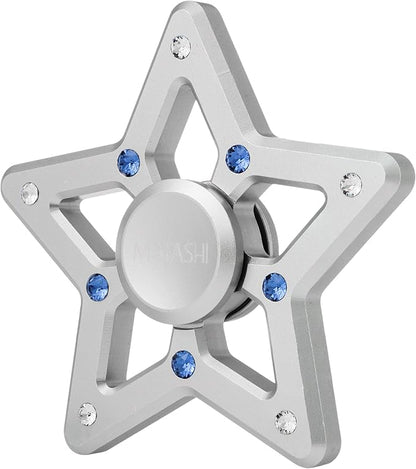 Matashi Hanging Christmas Tree Star Ornament with Matashi Crystals, Christmas Decorations for Holiday Wedding Party Decoration, Tree OrnamentsShiny, Chrome Plated Metal Finish, Ribbons Included