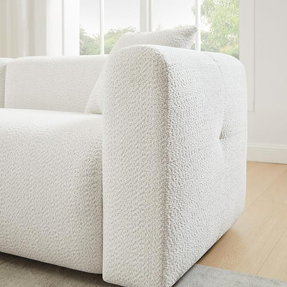 VANOMi Living Room Furniture Sets Include 95" Sofa & 42" Armchairs, Boucle Upholstered Oversized Couch with Pillows, Living Room Furniture Set for Bedroom Apartment (White, 1 Sofa+1 Chair)