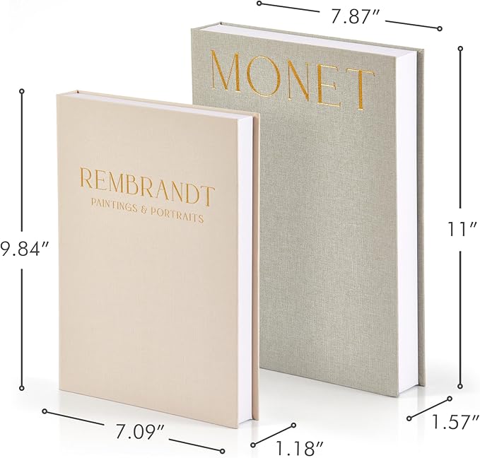 Beautiful Decorative Books - Set of 2 Linen Boxes Enhance Your Table, Bookshelf or Mantel Decor - Aesthetic Fake/Faux Books for Modern Home Decoration, Photo Storage and as a Keepsake Box