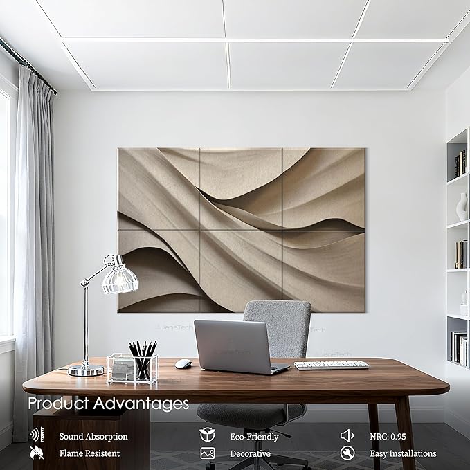6-Pack Sound Absorbing Panels 72x48 Inch Acoustic Wall Panels for Home, Office, or Studio – Sleek Design, Simple Setup