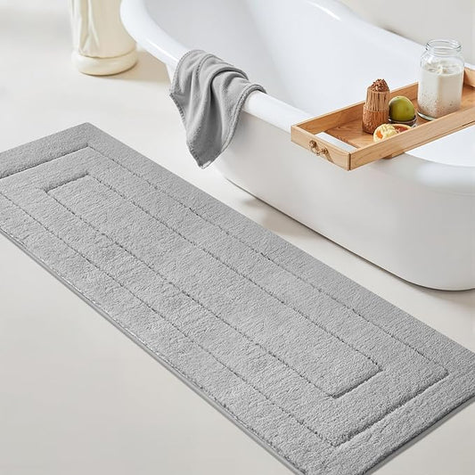 GRANNY SAYS Gray Bathroom Rug Mat, Bath Mats for Bathroom Non-Slip, Super Soft and Water Absorbent, Extra Large Bath Rugs, Microfiber Bath Rugs for Floor, Tub and Shower, 71" x 24"