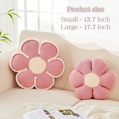 Flower Pillow, Soft Flower Decorative Throw Pillow, Cute Daisy Flower Shaped Seating Floor Cushion Room Décor Plush Pillows for Sofa Couch Bed (17.7 Inch, Pink)