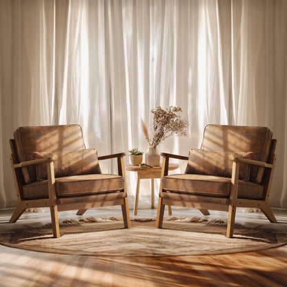 VINGLI Solid Wood Wide Armrests Accent Chair,Upholstered Mid Century Modern Chair with Pillow,Comfy Reading Chair Farmhouse Arm Chair,Chairs Living Room,Bedroom,Guest Room,Teddy Fleece,Khaki