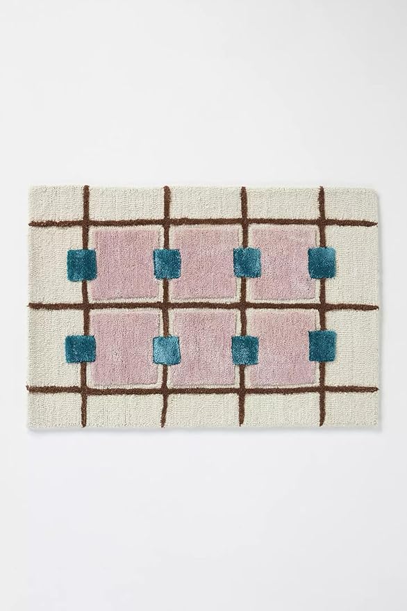 Greer Wool Area Rug - Chic Hand-Tufted Mauve, Blue, and Beige Design for Stylish Home Decor (3x6 Ft)