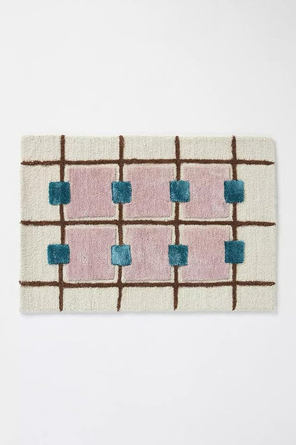 Greer Wool Area Rug - Chic Hand-Tufted Mauve, Blue, and Beige Design for Stylish Home Decor (7x7 Ft Square)