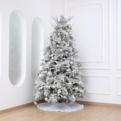 Grey Christmas Ball Ornaments Christmas Tree Decorations with Hang Rope-36pcs Shatterproof Christmas Ornaments Set with 6 Styles in 3 Sizes(Small Medium Large)