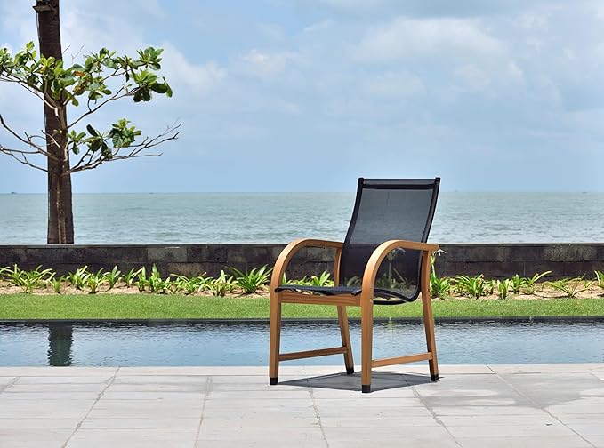 Amazonia Franklin 11-Piece Rectangular Extendable Patio Dining Set | Teak Finish and Weather-Net Technology | Ideal for Outdoors and Indoors