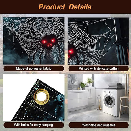 6 x 13 ft Halloween Garage Door Decorations Halloween decorations Witch Door Cover, Hanging Banner, Cauldron Backdrop Mural for Home, Outdoor, Indoor, Spooky Party, Wall, Window (Spider)