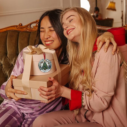 Christmas Christmas Tree Glass Ornament 2025 - Ornament Glass Hanging Decoration for Holiday Tree - Cheerful Xmas Keepsake Gift - Circular Festive Accent for Home or Workspace/A01