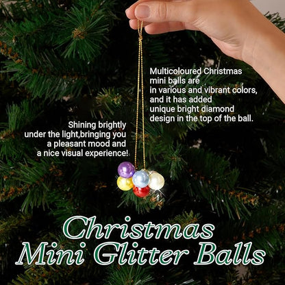 120Pcs Christmas Mini Ball Ornaments,0.6" Glitter Multicolor Christmas Ball,Xmas Tree Hanging Decorations Pendants for Party,Decor,Outdoor,Indoor,DIY,Craft,Holiday Supply,Gift Fillers