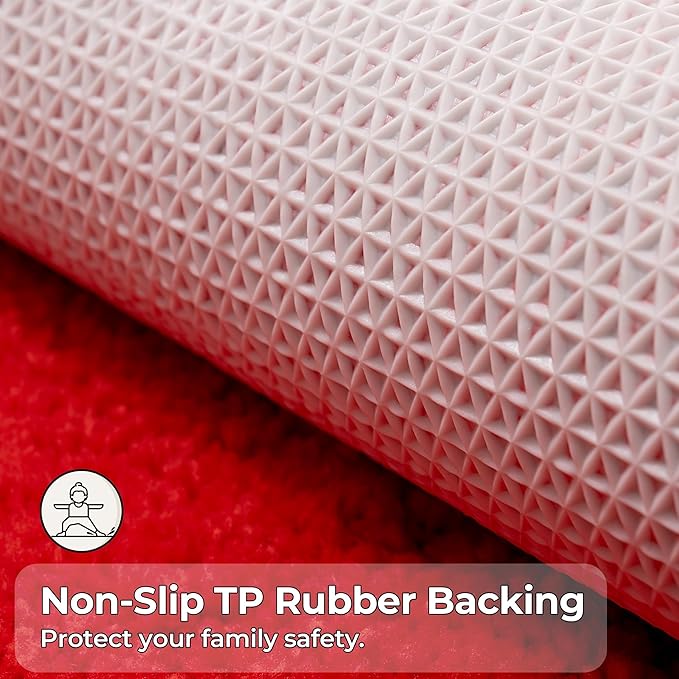 GRANNY SAYS Red Bathroom Rug, 20" x 32", Non-Slip, Absorbent, Washable, Microfiber Bath Mat for Tub, Shower Rugs