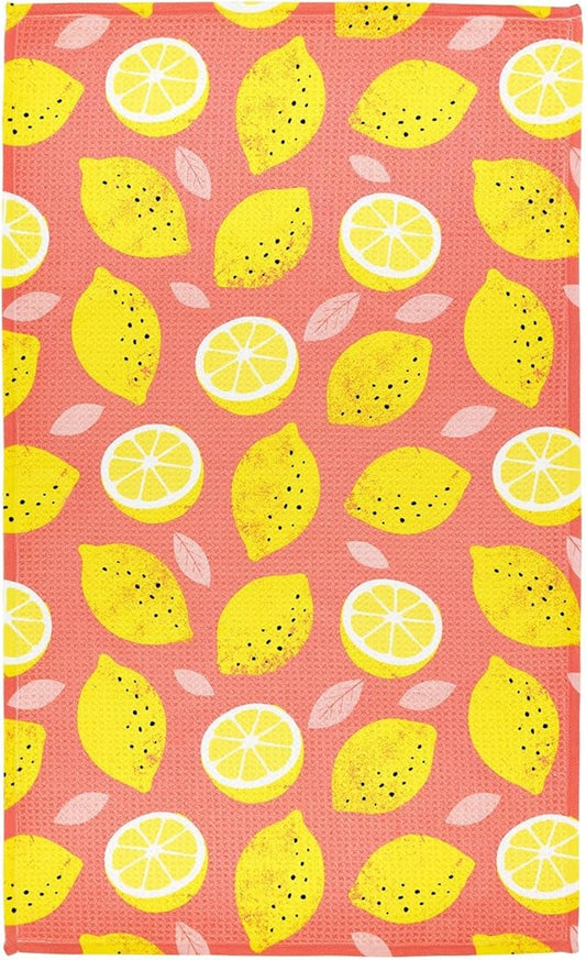 Modern Style Premium Kitchen Tea Towel Super Absorbent Fast Drying Microfiber Pink Lemonade