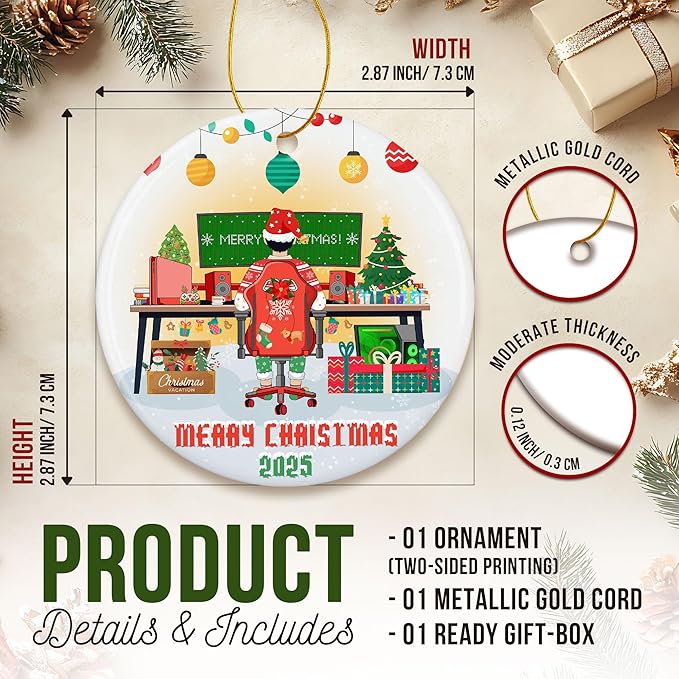 ZAGKOO Gamer Ornaments for Christmas Tree - Gaming Christmas Ornaments for Teen Boys, Gamers, Sons, Brothers - Video Gamer Gifts for Him, Holiday Present Ideas - Ceramic Xmas Ornament Decorations 2025