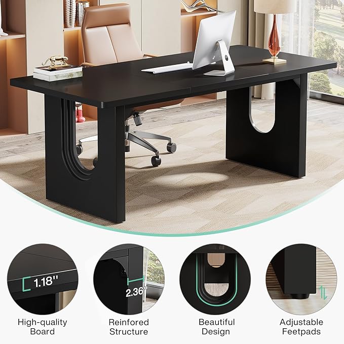 Tribesigns Modern Executive Desk, 70.9" Large Office Computer Desk, Conference Table Meeting Room Table, Simple Workstation Business Furniture for Home Office