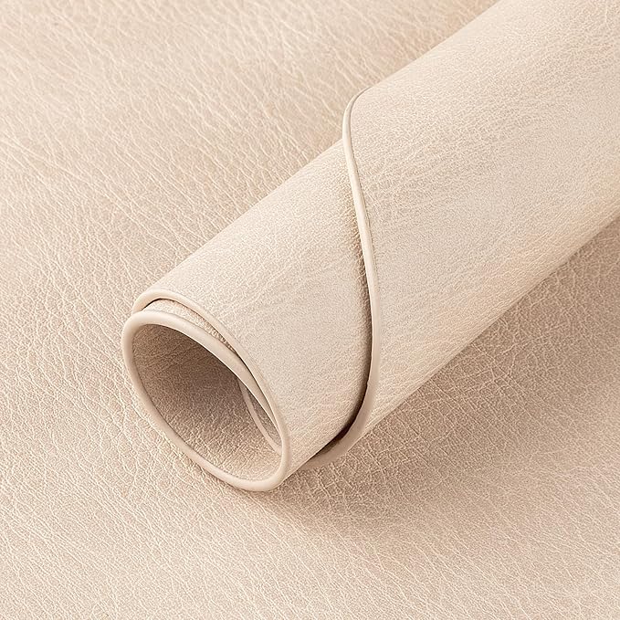 ADRIMER Placemats, Heat Resistant Oval Placemats Set of 4 Washable 12 x 17 Inch, Waterproof Table Mats, Wipeable Pu Place Mats for Kitchen, Dining Room, Beige