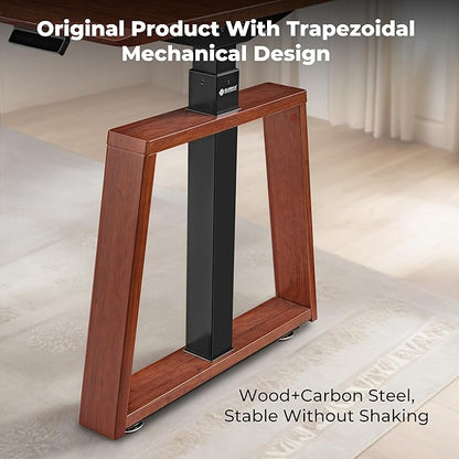 EUREKA ERGONOMIC Electric Standing Desk, 63inch Executive Computer Desk Adjustable Height Desk Modern Trapezoidal Leg Sit Stand Desk Smart APP&Touch Screen, Cherry Top