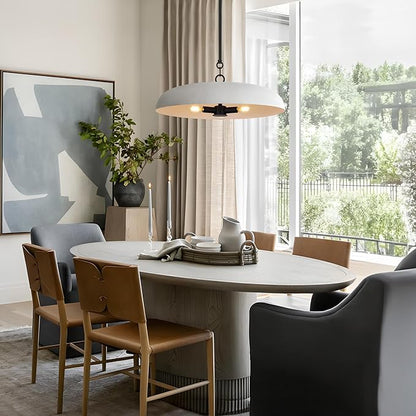 LamQee 20 Inch Oversized Large Pendant Lights, 3-Lights Textured White Modern Dome Chandelier, Rustic Metal Pendant Lighting Fixture Ceiling Hanging for Kitchen Island, Dining Room Over Table, Bar