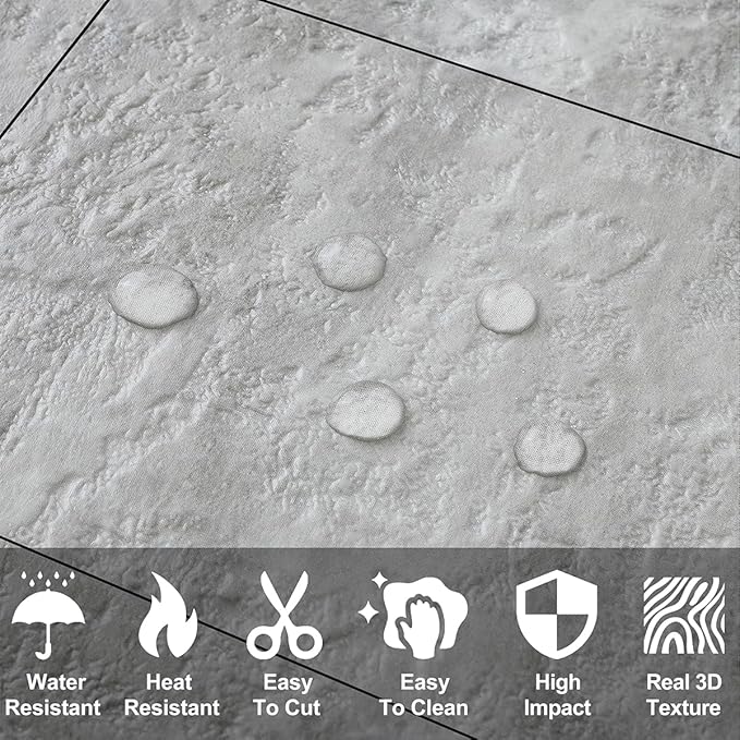 AULIGET 3" x 6" Subway Tile Peel and Stick Backsplash, Thick PVC Stick on Wall Tiles (100, Warm Grey Stone)