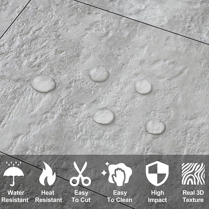 AULIGET 3" x 6" Subway Tile Peel and Stick Backsplash, Thick PVC Stick on Wall Tiles (100, Warm Grey Stone)