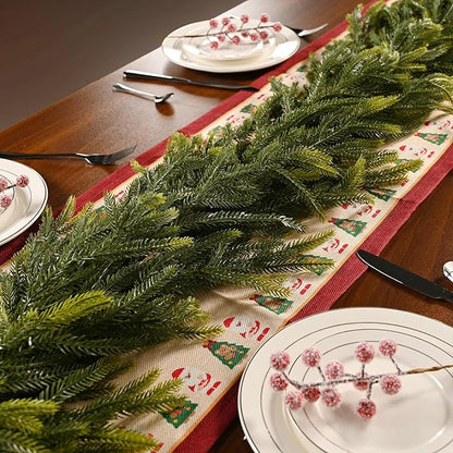 Sherika 2PCS 6 FT Artificial Norfolk Pine Garlands,Real Touch Gradient Chirsmas Garland, Faux Pine Garland for Indoor Chrismas Decoration Table DIY Wall Decor