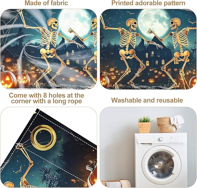 6 x 13 ft Halloween Garage Door Decorations Halloween decorations Witch Door Cover, Hanging Banner, Cauldron Backdrop Mural for Home, Outdoor, Indoor, Spooky Party, Wall, Window (Skull-1)