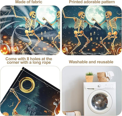 6 x 13 ft Halloween Garage Door Decorations Halloween decorations Witch Door Cover, Hanging Banner, Cauldron Backdrop Mural for Home, Outdoor, Indoor, Spooky Party, Wall, Window (Skull-1)