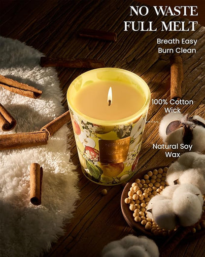 M&SENSE Apple Crumble Scented Natural Soy Candle, 14.1oz 60 Hours Long Lasting Slow Burning, Fall Winter Thanksgiving Christmas Candles Gifts for Home Decor