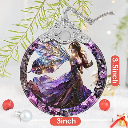 Stained Glass Ornament - Fairy Christmas Decor for Tree, Gift Exchange Ideas