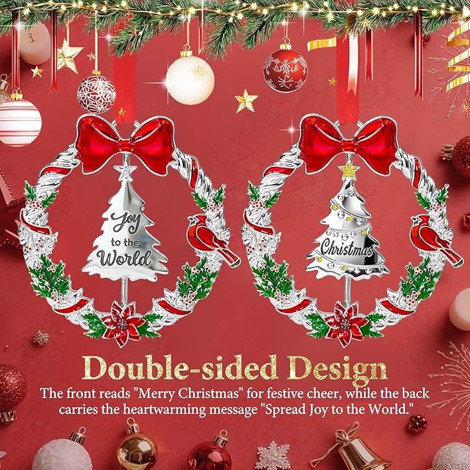 2025 Christmas Ornament for Christmas Tree Decorations, Double-Sided Rotatable Dated 2025 Wreath Ornaments, 3.3x3.3 Inch Ornament for Tree Wreath Door Fireplace Decorative Keepsake Gift