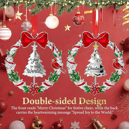 2025 Christmas Ornament for Christmas Tree Decorations, Double-Sided Rotatable Dated 2025 Wreath Ornaments, 3.3x3.3 Inch Ornament for Tree Wreath Door Fireplace Decorative Keepsake Gift