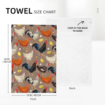 Rooster Chicken Dish Towels Vintage Absorbent Decorative Kitchen Tea Towels, Retro