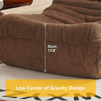 N&V Fireside Chair Mid Century Armless Floor Sofa Corduroy Lounge Chair Foam Accent Chair, Brown Sugar