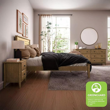 Grain Wood Furniture Greenport Solid Wood Platform Bed, Queen Size, Brushed Hickory