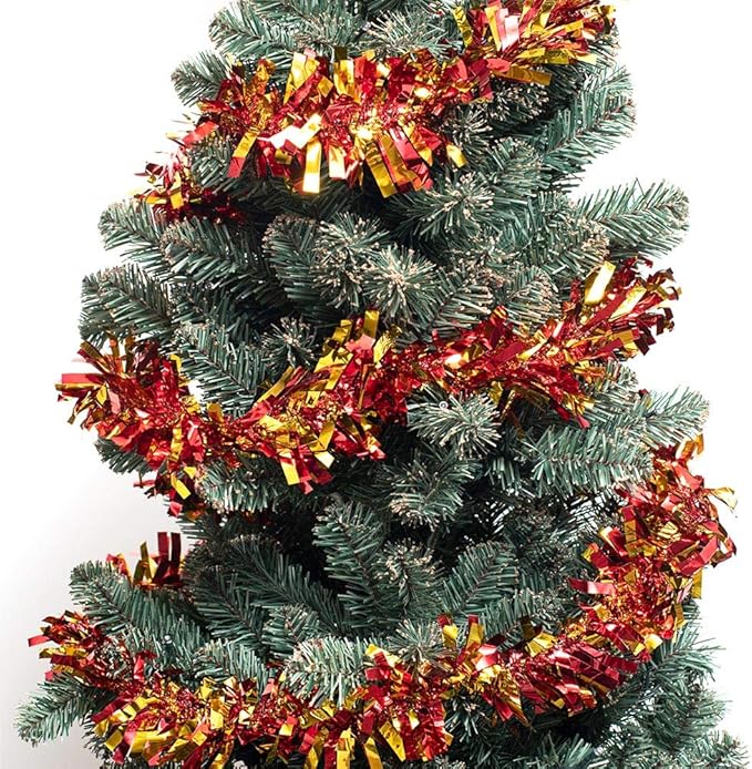 Anderson's Metallic Red & Gold Sparkle Glitter Tinsel Twist Garland, 25ft Holiday Decoration, Christmas Tree Trim, Parade Float Decor, Party Supplies, Graduation, Indoor/Outdoor Event Garland
