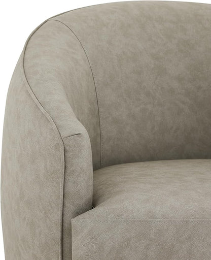 CHITA Swivel Barrel Chair, Modern Comfy FSC Certified Upholstered Faux Leather Accent Chair for Living Room, Fully Assembled, Stone Grey