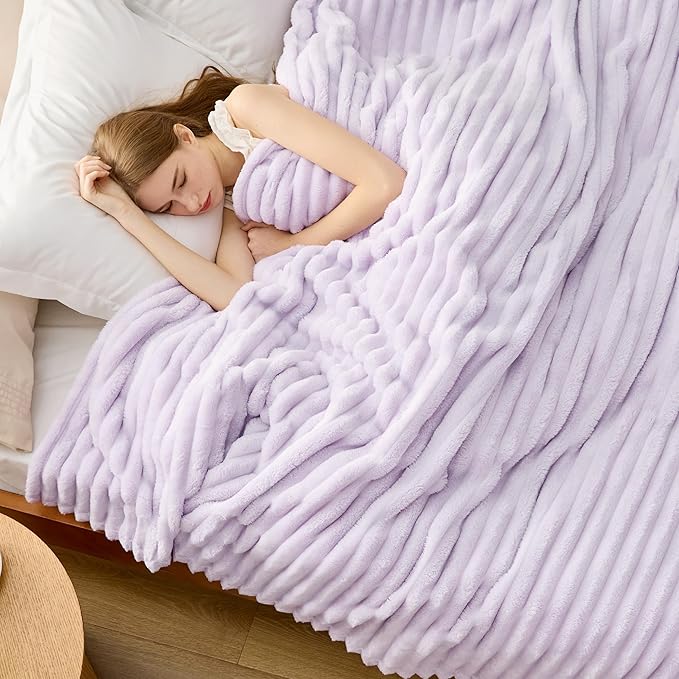 Bedsure GentleSoft Lavender Fog Fleece Blanket for - Super Soft Cozy King Blankets for Women, Cute Small Blanket for Girls, 108x90 Inches